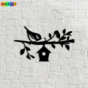 1pc Bird & Birdhouse Metal Wall Art,Bird & Birdhouse Statue Mural, Ideal Gift for Easter, Christmas, Nature Decor Enthusiasts,  Perfect for Garden Fence & Living Room Wall, Charming Outdoor & Indoor Decor