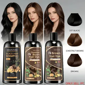 100ML Dyeing Shampoo Hair Care Trio, Herbal Extracts Gentle Non-Irritating, Chestnut Options, Glossier Hair After Treatment