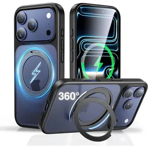 Magnetic Phone Case for iPhone 17 16 15 14 13 Pro Max 17 Air,Case with 360 °   Magnetic Stand,Hidden Bearing Design,MagSafe Compatible,Built-in Stand,SGS Military-Grade Protection,Air-Shock Cushioning Airbags,Fast Charging,iPhone 17 Pro Max Cases