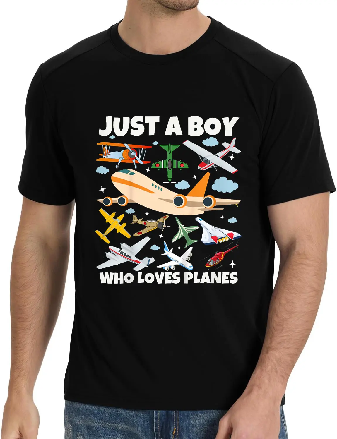 100% Cotton Kids Funny Just A Boy Who Loves Planes Airplane Aircraft Lovers T-Shirt