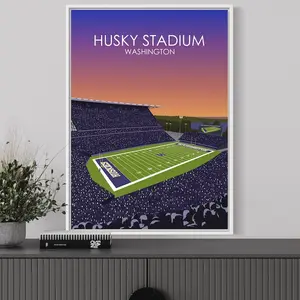 Husky Stadium Poster, University Of Washington College Football Print, Seattle Stadium Wall Art, UW Huskies Gift for Fans, Students
