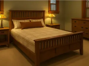 Mission Style Quarter Sawn Oak Bed with Slats - Michael's Cherry