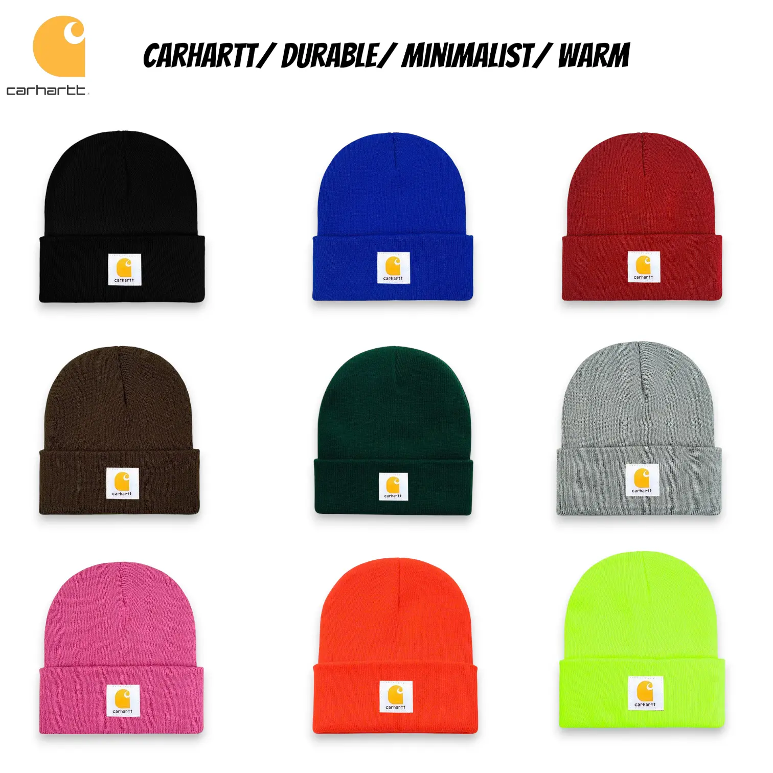 Carhartt Black Watch Hat Beanie, Classic Acrylic Knit Winter Cap for Men & Women, Warm Cuffed Workwear Beanie, Stretch Comfortable Cold Weather Hat for Outdoor Work, Hiking, Travel, Camping, Streetwear & Everyday Wear