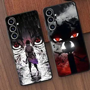 Black Soft Phone Cover Case for Samsung Galaxy S26 S25 S24 S23 S22 For iphone 17 16 15 14 13 12 11 17Air Plus Pro Promax Cool Anime Eyes