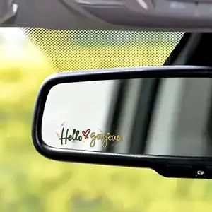 Hello Gorgeous Christmas Car Sticker, Car Rearview Mirror Stickers, Waterproof Vinyl, Peel & Stick, Car Accessories, Gift Women