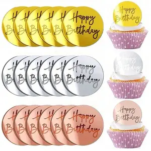 20pcs Gold Happy Birthday Graphic Cake topper Happy Birthday Party Celebration Cupcake Dessert Decoration
