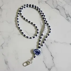 Penn State Nittany Lions Blue and White Custom Beaded Lanyard