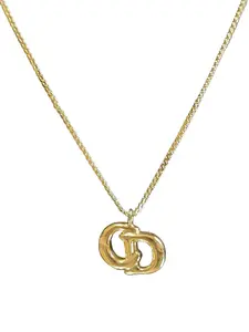 Pre-owned Christian Dior "CD" Gold Plated Necklace 16"