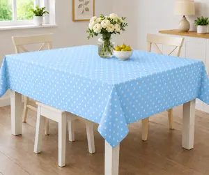 Waterproof Blue Tablecloth 52x70 – Durable Spill-Proof Dining Table Protector