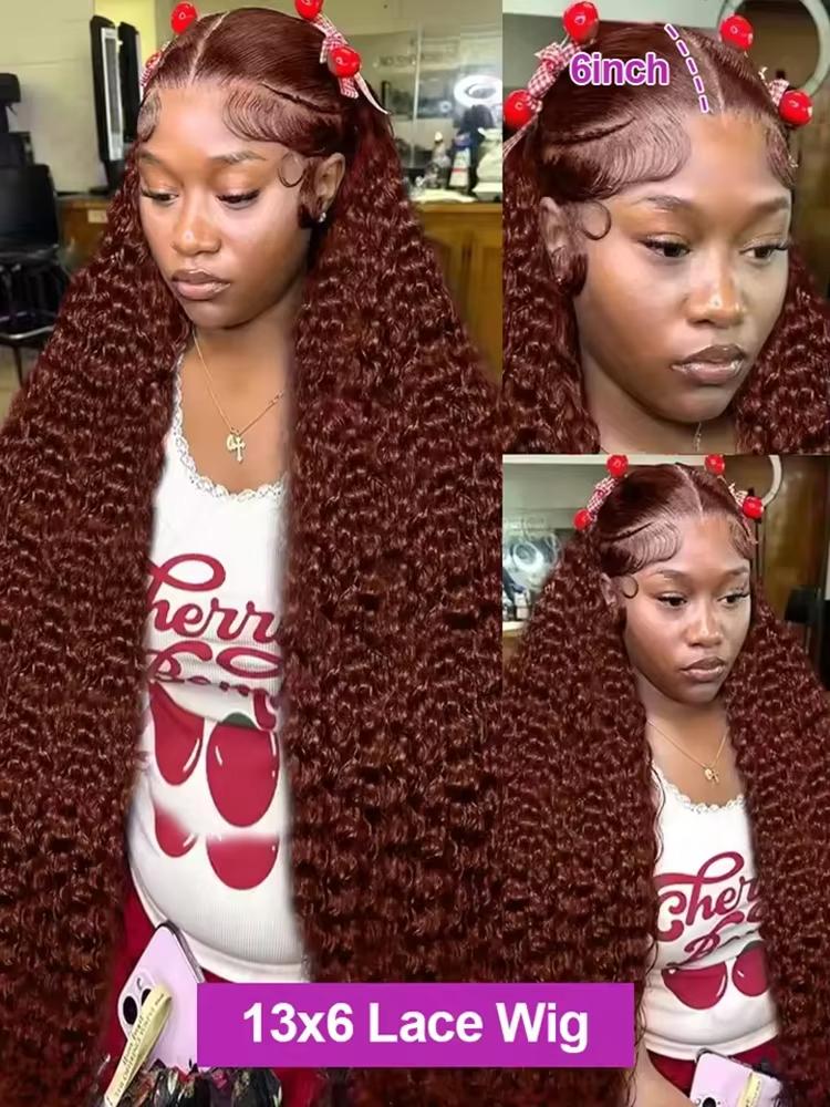 Deep Wave Lace Frontal Wig 30Inch Brazilian Chocolate Brown Curly Human Hair Wig 13x4 13x6 Hd Transparent Lace Frontal Deep Wave Wig  Colored Water Wave Brazilian Wigs For Women Pre Plucked 180% Density