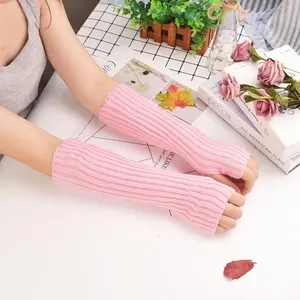 Knitted Long Fingerless Mittens Winter Glove Women Men Arm Warmer Gloves Crochet Half Finger Fashion Stretchy Wrist Arm Sleeves