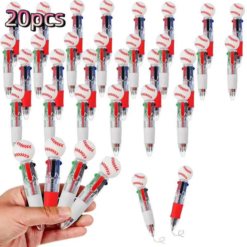 20pcs Baseball Party Favors Baseball Pens Mini Multicolor Pen in One Cute Fun 4-in-1 Pens Bulk Cool Ballpoint Pen for Birthday Gifts Teacher Supplies(Baseball)