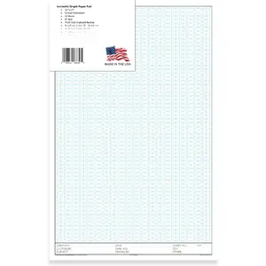 11" x 17" Isometric Graph Paper 50 Sheets Portrait - 0.25" Grid, Non-photo Blue, High Brightness, Drafting, Engineering, Art, 3D Design (1-Pack)