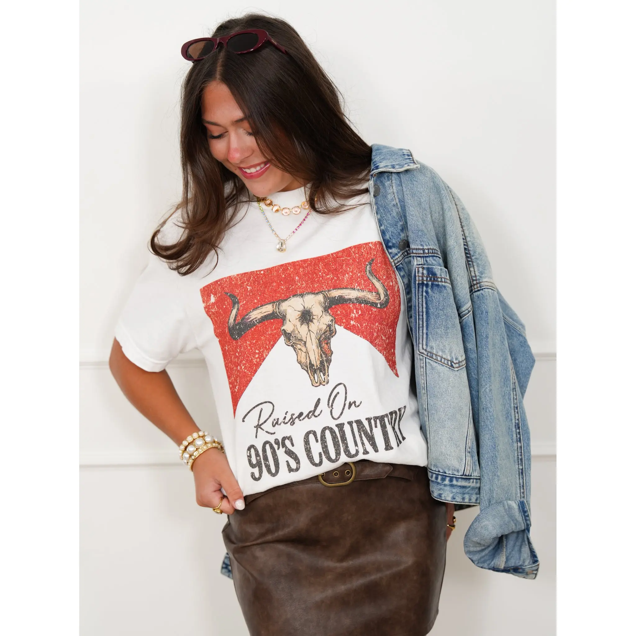 Plus/Reg Short Sleeve Longhorn Raised On 90's Country Graphic Tee