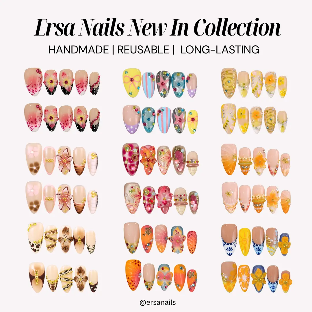 ErsaNails NEW IN Collection – Handmade Press-On Nails 10PCS | Acrylic, Reusable, Salon-Quality, Long-Lasting, Glossy Design
