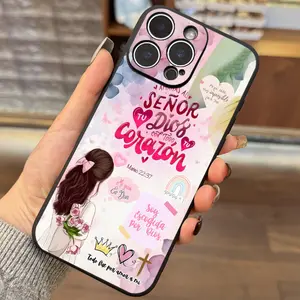Straight Edge Phone Case for iPhone 17 Pro Max Plus Air/15 Plus 16 Pro Max 14 13 12 11 XR XS E Senor Tu Dios Con Todo Tu Faith Pattern Full Body Protection Shockproof Soft Silicone Cover