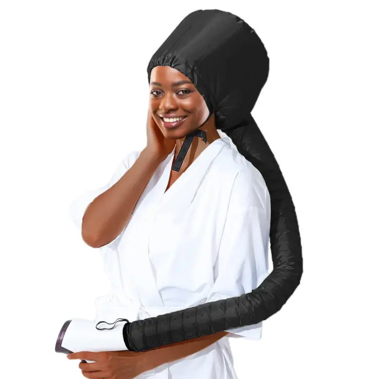 Bonnet Hood Hair Dryer Attachment - Hair Dryer Bonnet with Elastic Strap, Used for Hair Styling, Deep Conditioning and Hair Drying (Black)