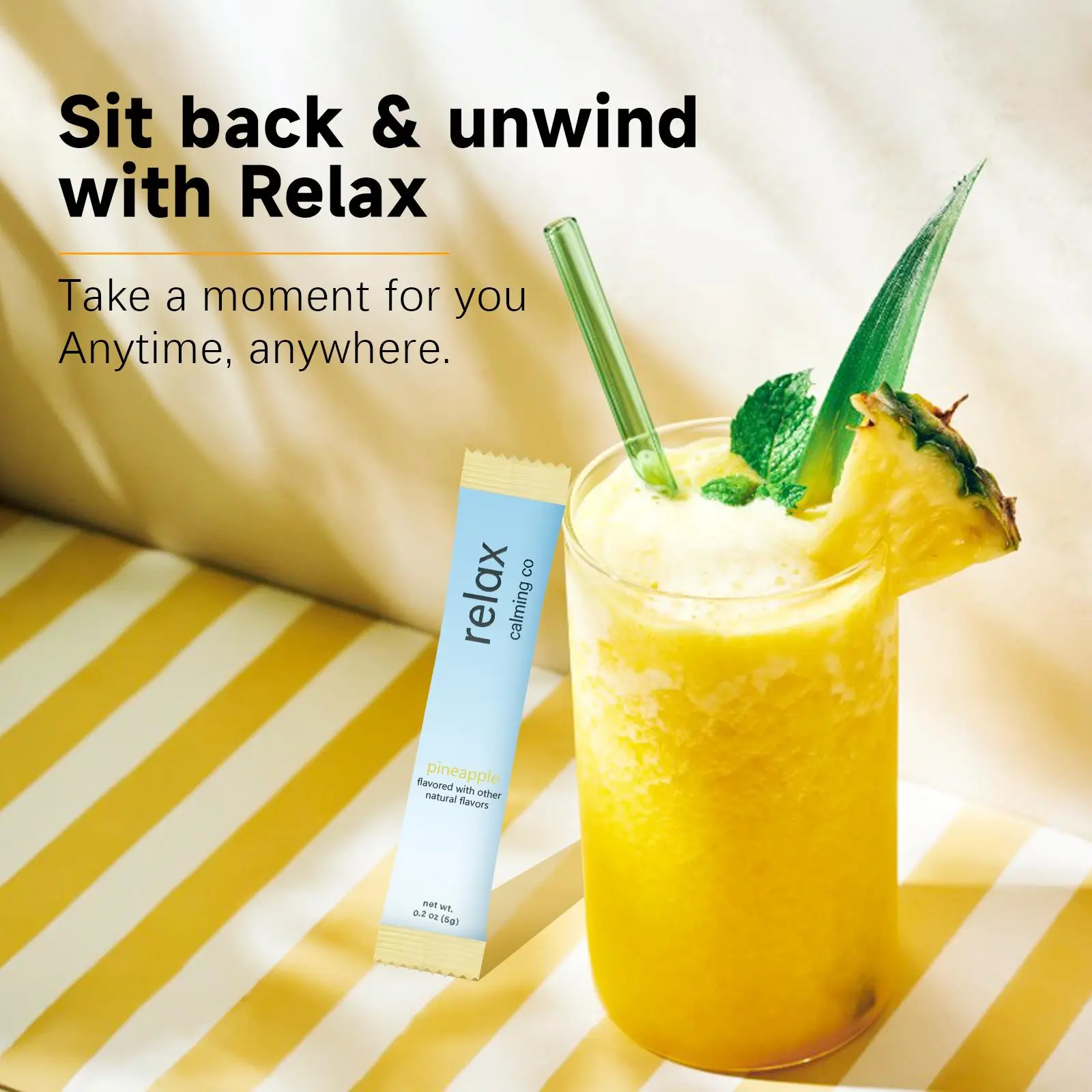 Relax Calming Drink Mix with Noble Kava, Ashwagandha, L-Theanine & Lemon  Balm  Stress Relief, Mood