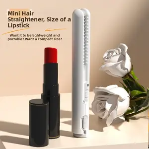 1 Portable cordless hair dryer, wireless hair curler, mini USB charging clip, suitable for heating and styling without causing damage, applicable for curling and straightening hair, stylish design, is a durable hair styling tool, lightweight.