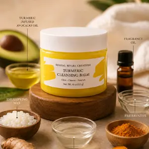 Turmeric Cleansing Balm, Natural Face Makeup Remover, Gentle Deep-Cleaning Skincare Product for All Skin Types