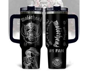 Motörhead Rock Band Tumbler 40oz & 20oz, Skull Metal Graphic Cup with Handle, Insulated Stainless Steel Travel Mug, Classic Rock Fan Gift, Dark Aesthetic Drinkware
