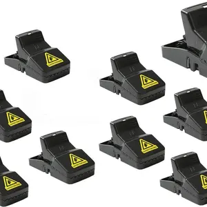 12-Pack Full Black Mouse T-R-A-P-S Reusable R-o-d-e-n-t Control Devices Quick Sanitary Safe Solution with Sensitive Trigger for Indoor Outdoor Use Durable Washable ABS Plastic S-n-a-p T-r-a-p Mechanism Hands-Free Release System