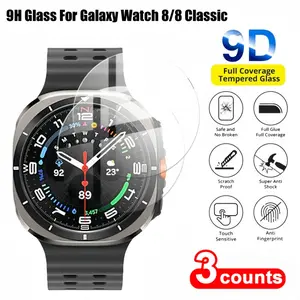 3 Pack 9h Tempered Glass Screen Protector for Samsung Galaxy Watch 8/8 Classic 40mm 44mm, Full Coverage HD Clear Film, Easy Install