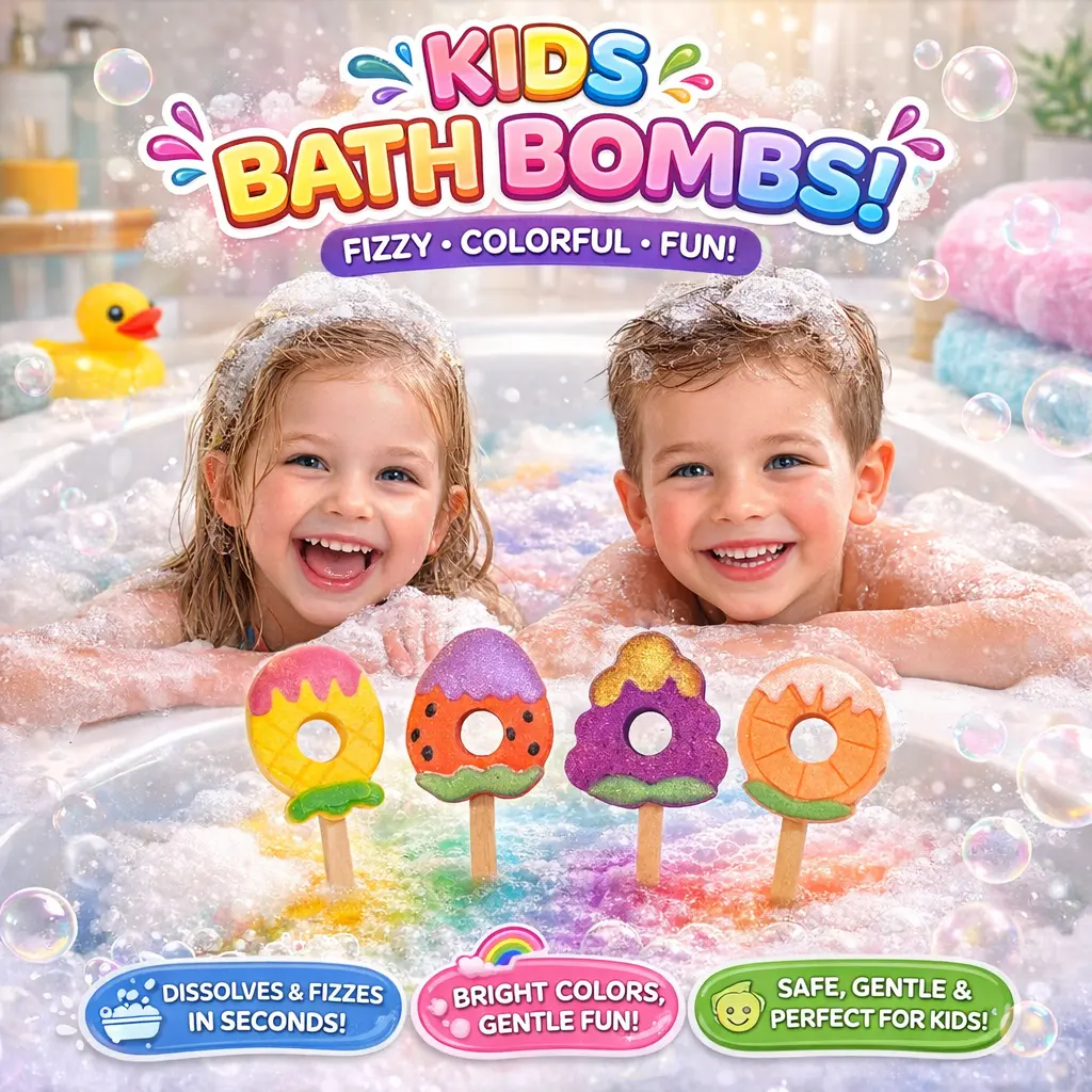 Cute Fruit Lollipop Bath Bomb | Fun Bubble Bath Experience Body Care Bright