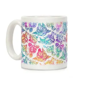Floral Rainbow Coffee Mug Ceramic Drinkware funny coffee