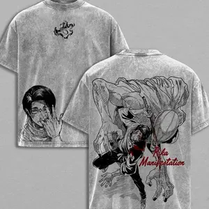 Yuta Okkotsu Washed Tee – Jujutsu Kaisen Culling Game Arc Rika Cursed Spirit Copy Technique Anime Manga Graphic Double Printed T-Shirt, Menswear Heavy Cotton Unisex Oversize DVV