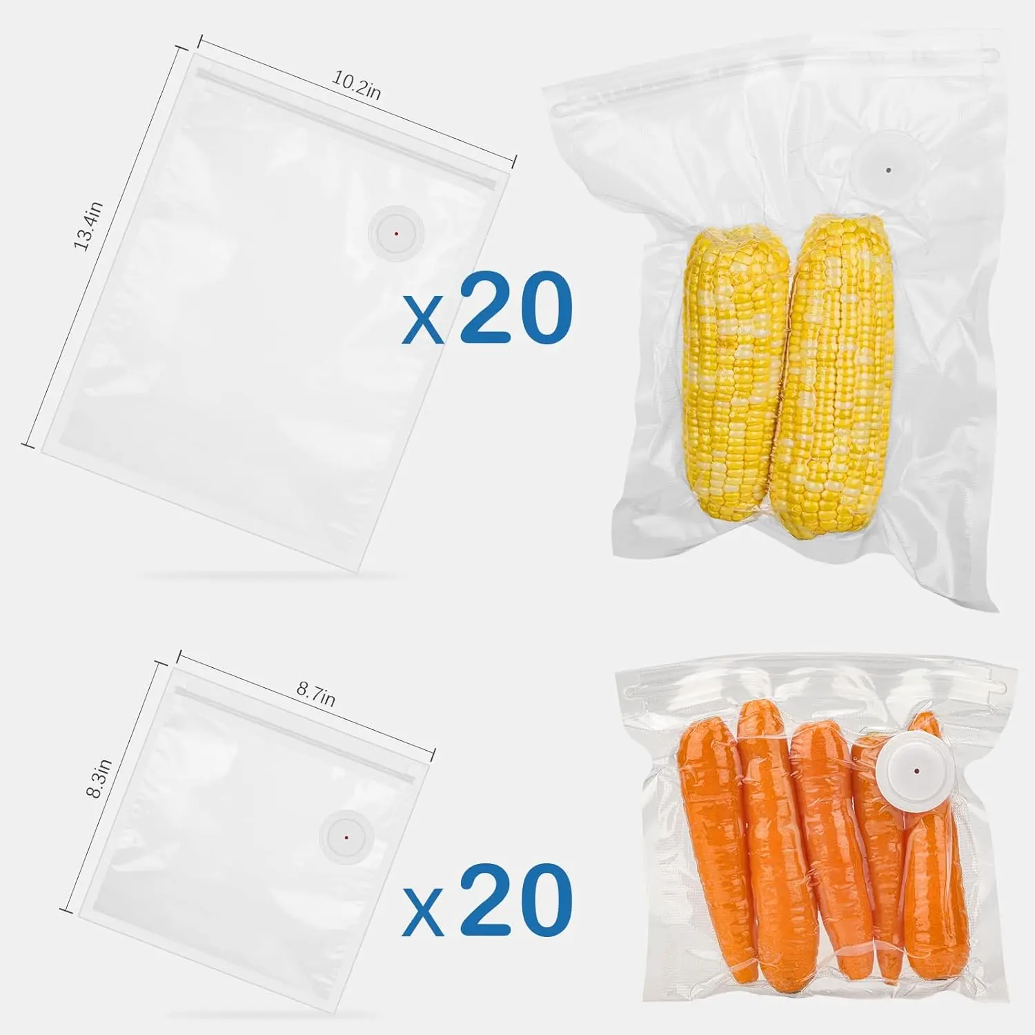 40-Pack Vacuum Sealer Bags with Air Valve, Reusable Airtight Seal Vacuum Packing Seal Sous Vide Bags for Car Interior Decoration Field Trips, Birthday Parties