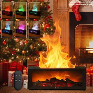 Fireplace Color Flame Humidifier, Christmas Fireplace Humidifier Aromatherapy Machine, LED Atmosphere Light, Automatic Shutoff, 1/3/5h Timer, Remote Control, Winter Gift, Suitable for Home Bedroom, Office, Yoga Meditation - Gift for Friends