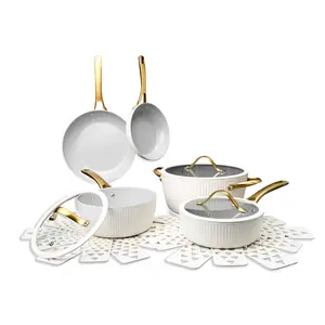 Thyme & Table Signature 12-Piece Cookware Set Non-Stick- White & Gold