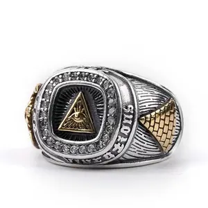 European and American Vintage Hip-Hop Eye Ring, Men's Statement Ring custom rings engraving jewelry white goldring