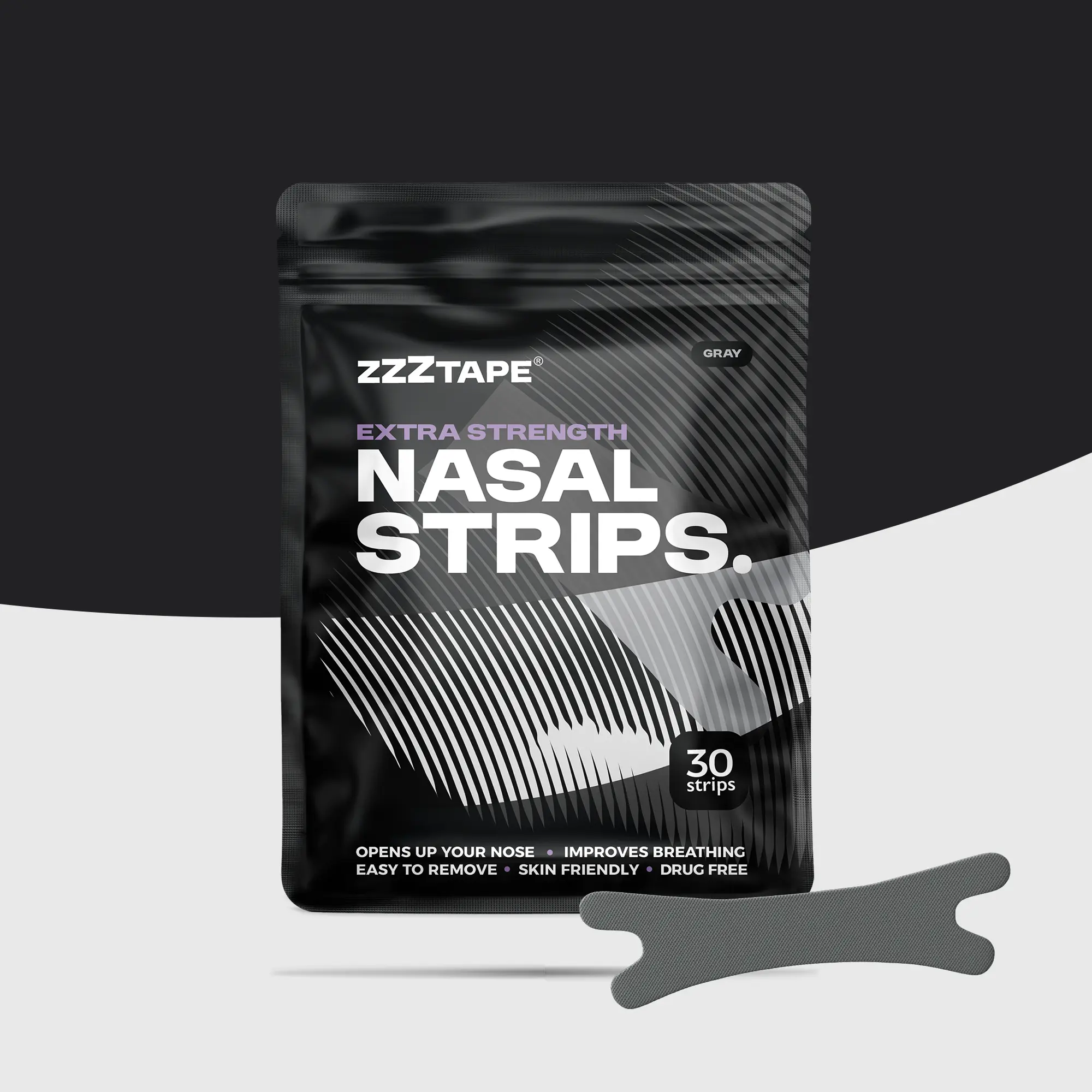ZzzTape Nasal Strips - 30pcs - Extra Strength Hypoallergenic Strips for Enhanced Nose and Improved Breathing, Skin-Friendly & Drug-Free