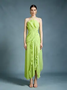 Women's Elegant Maxi Dress, Striped Design, Asymmetrical Hem, Strapless, Party & Casual Wear, Light, Lightweight, Summer Fashion