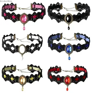 2026 Gothic Lace Choker Necklace – Rhinestone Dark Aesthetic Necklace for Women, Vintage Y2K Style Choker, Adjustable Elegant Jewelry for Daily Wear, Party, Festival & Gift