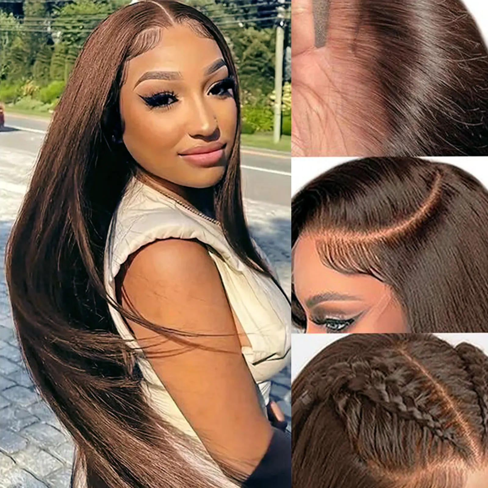 Aodbar hairs 13X6 Brown Color Synthetic Lace Front Wig Pre 