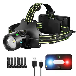 USB Rechargeable Headlamp, Portable Headlamp with 5 Lighting Modes, Waterproof Headlamp Flashlight for Camping, Car Repair, Hiking, Fishing