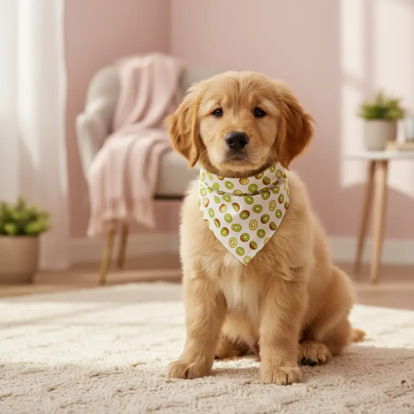 Fruit Printed Fabric Pet Bandana Scarf, Decorative Neck Accessory for Small-Medium Dogs & Cats