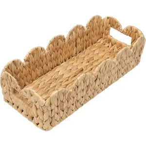Toilet Tank Basket for Bathroom,Scalloped Edge Wicker Basket for Toilet Paper Storage,Small Baskets for Countertop,Shelves,Living Room,Bedroom,Both Organizer&Decor,N