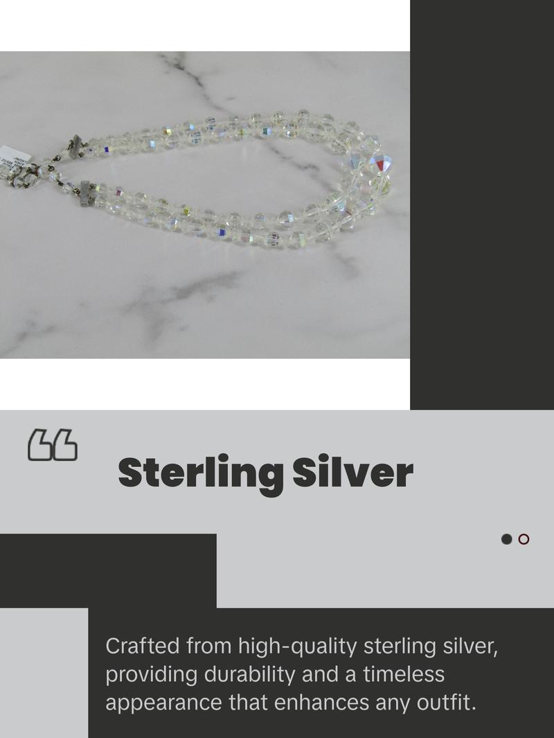 Silver Necklace With Faceted Clear Glass Beads