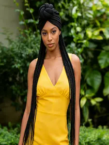 30 Inch Headband Box Braided Wig for Women, Synthetic Box Braid, Boho Box Braid, Glueless Knotless Braids Turban Wig, Handmade Long Cornrow Braids, Ready to Wear