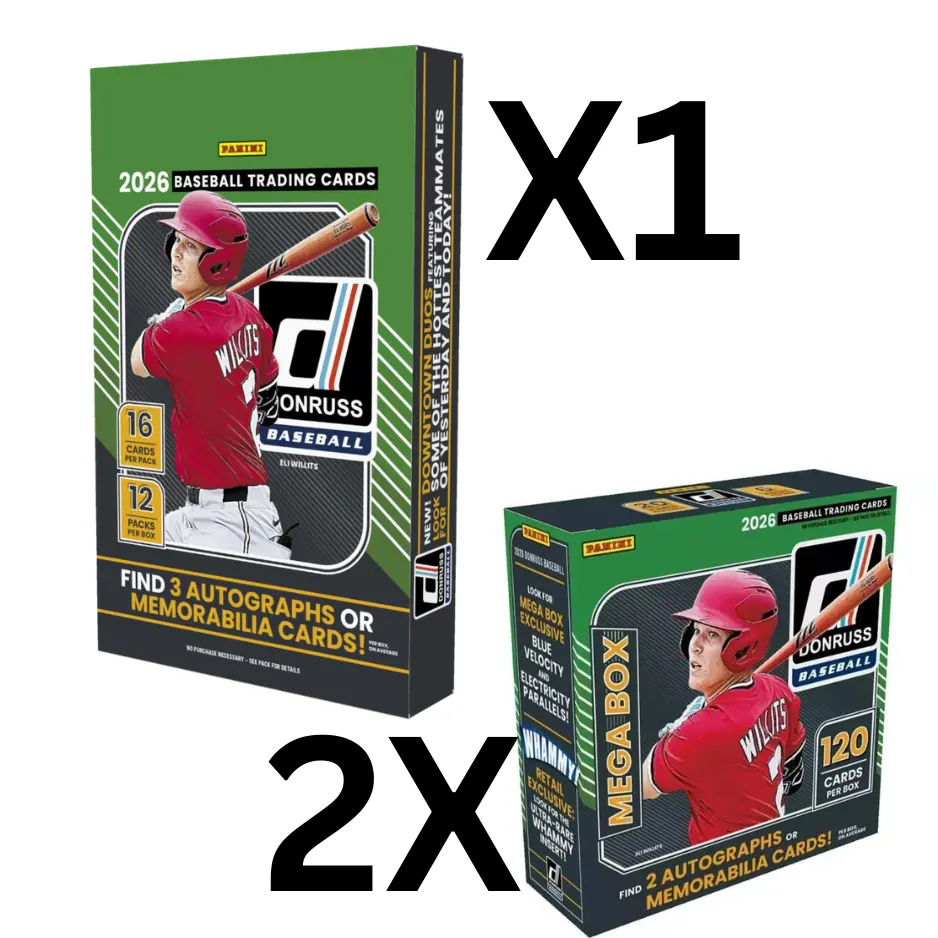 1372 - Baseball, 2026 DONRUSS Baseball Hobby Box (1) + 2026  DONRUSS Baseball Mega Boxes (2) - NEW RELEASE, Chase NEW Baseball Downtown Duals + up to 6 autographs/mem