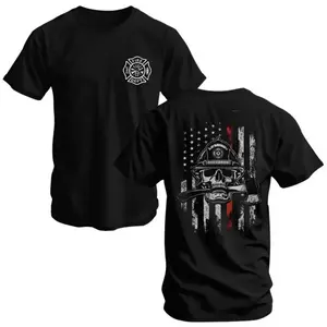 Firefighter Skull American Flag Graphic TShirt - Sweatshirt - Hoodie, Fire Department Pride Tee, Fireman Skull and Axe T-Shirt, American Flag Tribute for Firefighters
