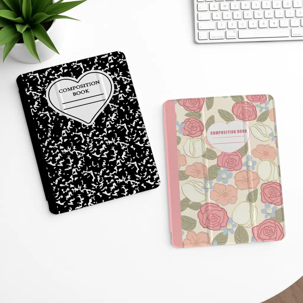 Vintage Rose Pattern Smart Trifold Case【HD338】Fits iPad Mini4-7, Air1-7, Gen5-11, Pro Galaxy Tab S6 Lite/S10 lite/A9+/S7-S10 | Auto Wake/Sleep, Ideal for Office Work & Elegant Daily Use Cover