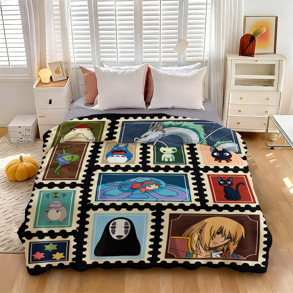 Studio Ghibli Anime Blanket Soft Funny Throw Blanket Cozy Lightweight Plush Portable Cover Blanket For Sofa,Warm Gift For Birthday,Christmas,Multiple Blanket Suitable for all four seasons cozy flannel blanket