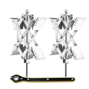 Father's Day Gift Spring new arrivals Camper Wheel Chock Stabilizer, X-shaped RV Stabilizer Wheel Chock, Fit for 1.5" to 10" Tire Space, 2 Sets of Wheel Chocks with Ratchet Wrench and Storage Bag for Campers Travel Trailers Trucks