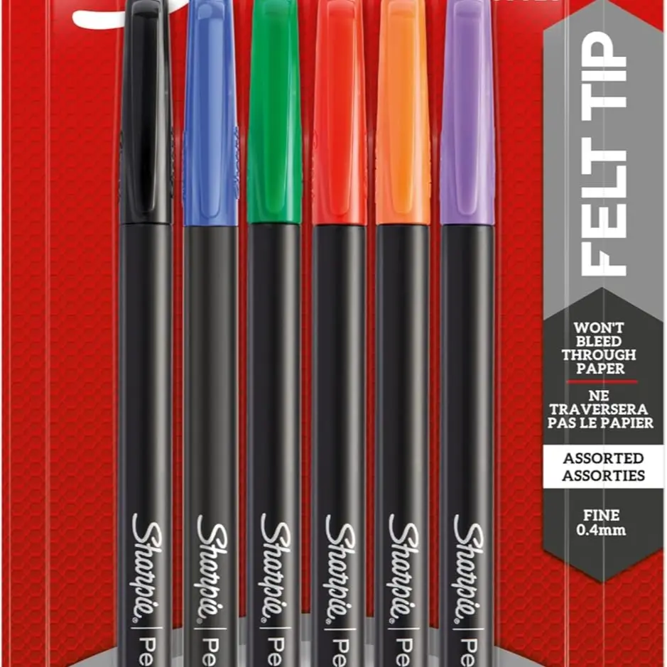 Sharpie Pen - Fine Point, 6-Count Assorted Colors, Contoured Grip, Fade-Resistant Acid-Free AP Certified Archival-Quality Ink for Exceptional Detail & Longevity (Office Stationery & Art Supplies)