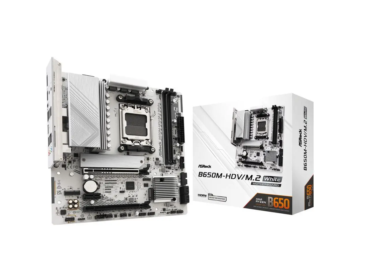 ASRock B650M-HDV/M.2 White AM5 AMD B650 Micro ATX Motherboard ASRock B650M-HDV/M.2 White AM5 AMD B650 Micro ATX Motherboard